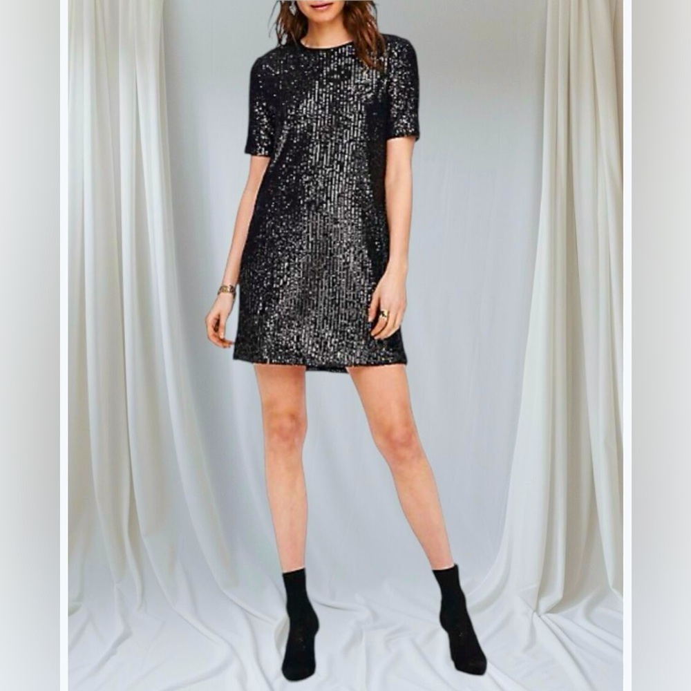 Black Sequin Tunic Mini Dress